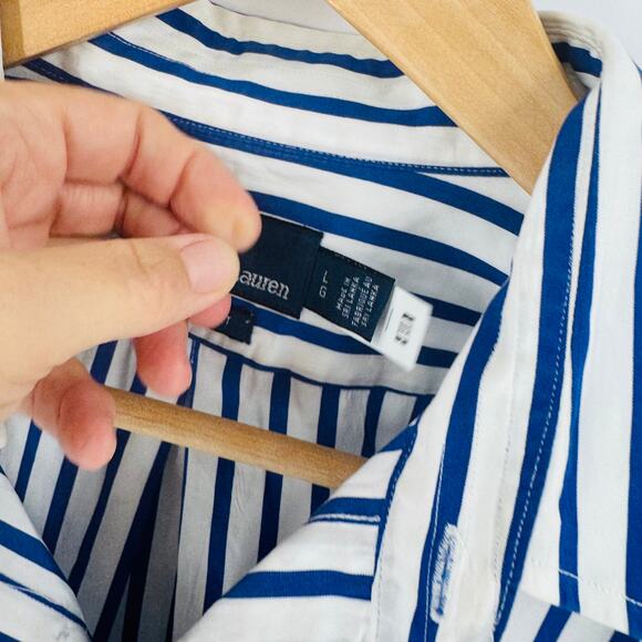 Polo by Ralph Lauren Men’s Blue White Stripe Button Down Shirt Custom Fit Size L - Picture 4 of 7